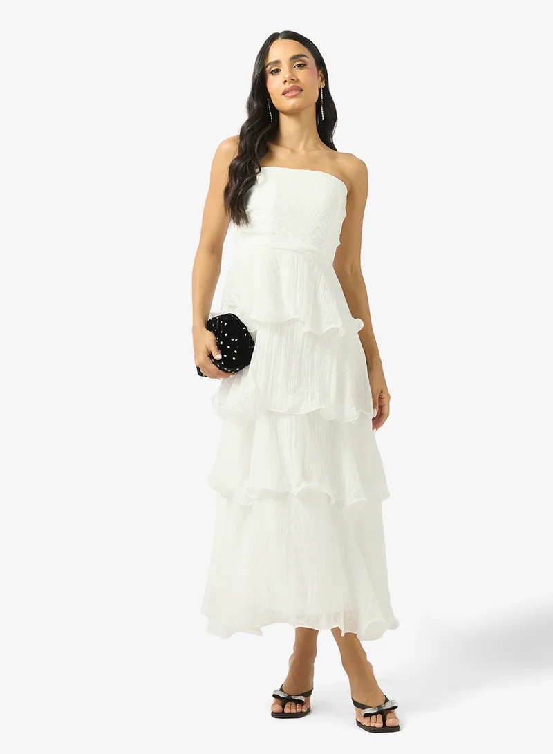 Ginger  Bandeau Tiered A Line Dress for Women | Best Price UAE